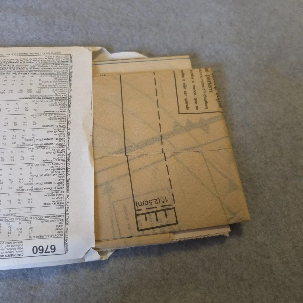 McCALL'S 6760 GIRLS DOUBLE BREASTED DRESS JUMPER ROMPER PATTERN SIZE 2,3,4 - Picture 5 of 5